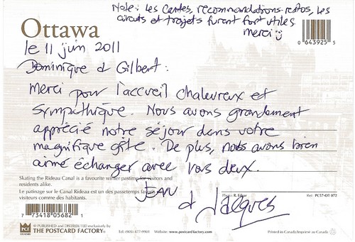 Avis de Jean & Jacques, deux Quebecois visitant notre rgion dbut juin 2011