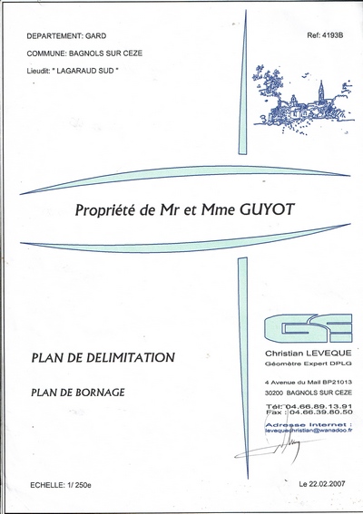  Plan 1 du terrain  vendre  Bagnols sur Cze