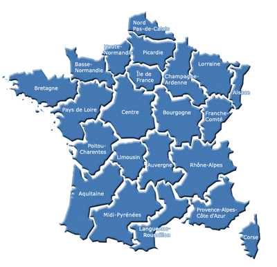 Carte des r�gions de France