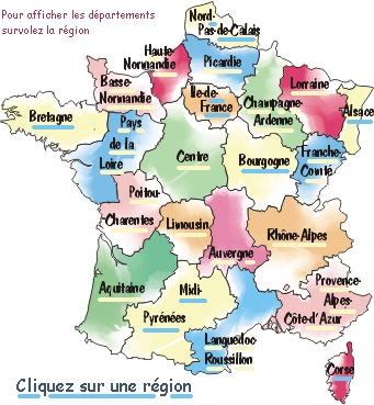 carte de france avec les gites